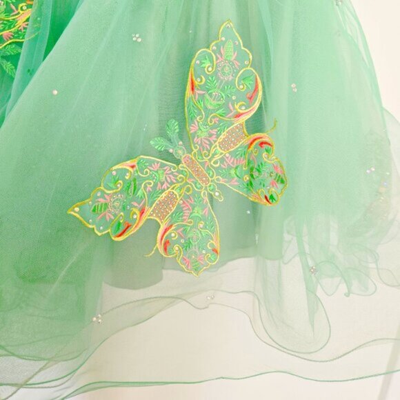 RARE Sherri Hill Green Butterfly Crystal Strapless Tulle Mini Gown Dress b56E - Picture 8 of 11